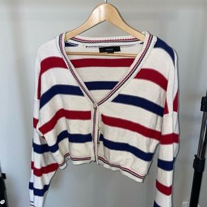 F21 cropped button-up sweater